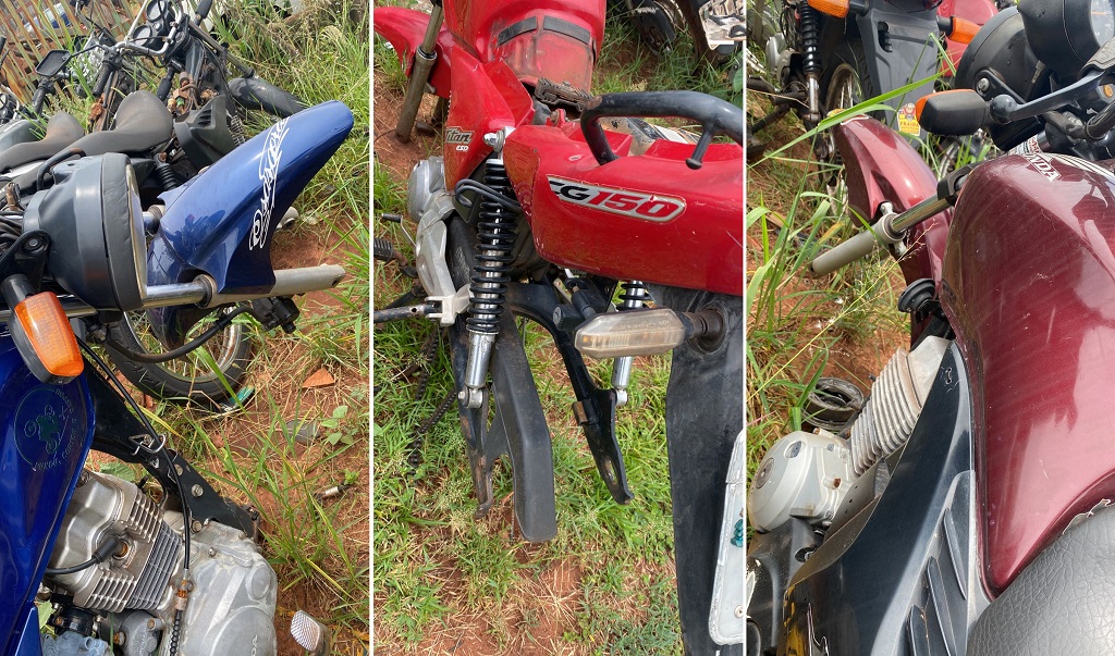 Outras motocicletas apreendidas que tiveram peças furtadas nos últimos dias - Foto: Jornal da Nova